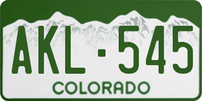 CO license plate AKL545