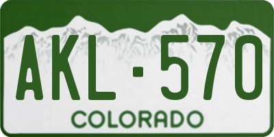 CO license plate AKL570