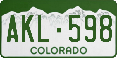 CO license plate AKL598