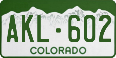CO license plate AKL602