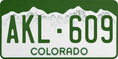 CO license plate AKL609