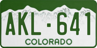 CO license plate AKL641