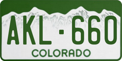 CO license plate AKL660