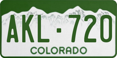 CO license plate AKL720