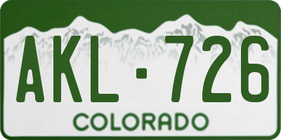 CO license plate AKL726