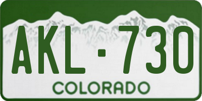 CO license plate AKL730