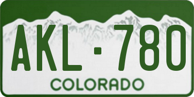 CO license plate AKL780