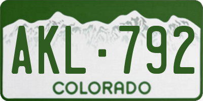 CO license plate AKL792