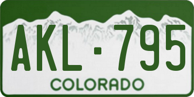 CO license plate AKL795