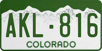 CO license plate AKL816