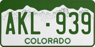 CO license plate AKL939