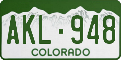 CO license plate AKL948