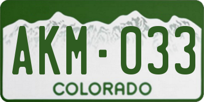 CO license plate AKM033
