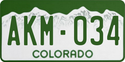 CO license plate AKM034