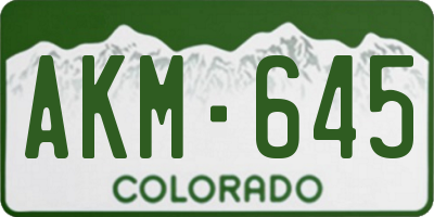 CO license plate AKM645