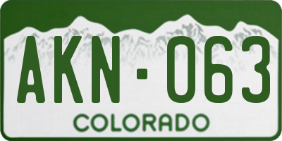 CO license plate AKN063