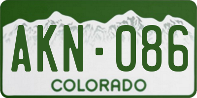 CO license plate AKN086
