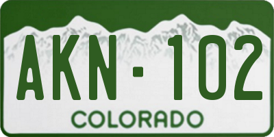 CO license plate AKN102