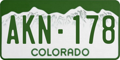 CO license plate AKN178