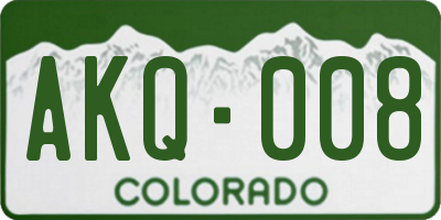 CO license plate AKQ008