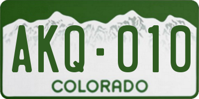 CO license plate AKQ010