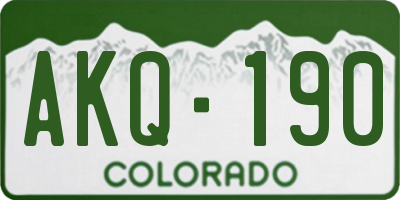 CO license plate AKQ190
