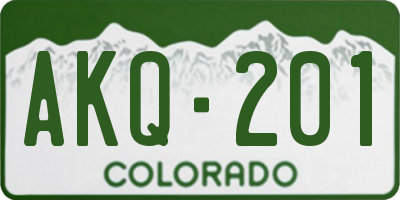 CO license plate AKQ201