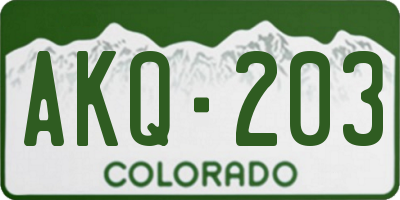 CO license plate AKQ203