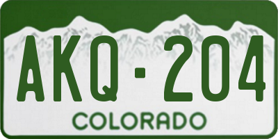 CO license plate AKQ204