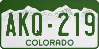 CO license plate AKQ219
