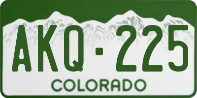 CO license plate AKQ225