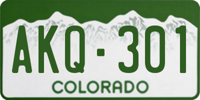 CO license plate AKQ301