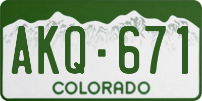 CO license plate AKQ671
