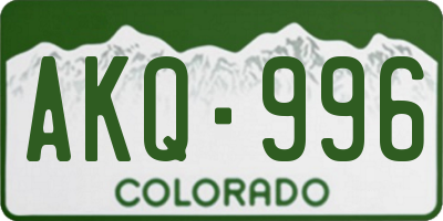 CO license plate AKQ996
