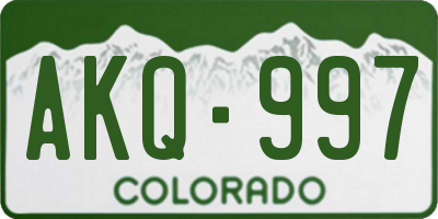 CO license plate AKQ997