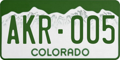CO license plate AKR005