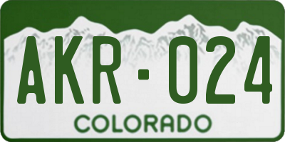 CO license plate AKR024