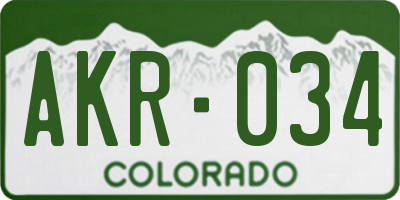 CO license plate AKR034