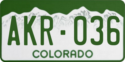 CO license plate AKR036