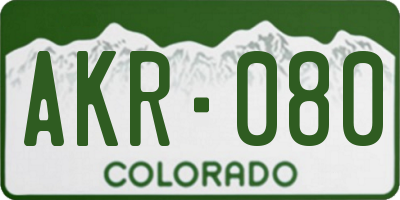 CO license plate AKR080
