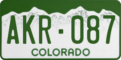 CO license plate AKR087