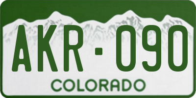 CO license plate AKR090