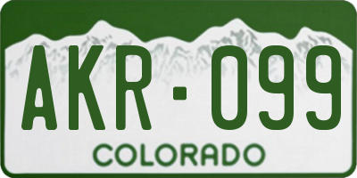 CO license plate AKR099