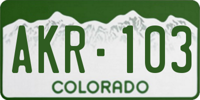 CO license plate AKR103