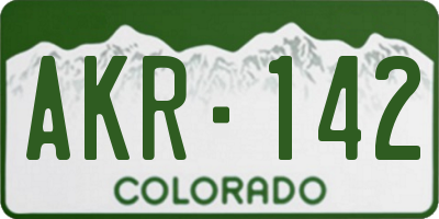 CO license plate AKR142