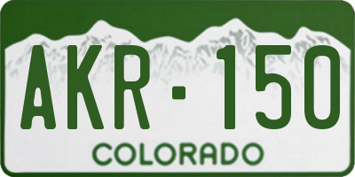 CO license plate AKR150