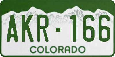 CO license plate AKR166