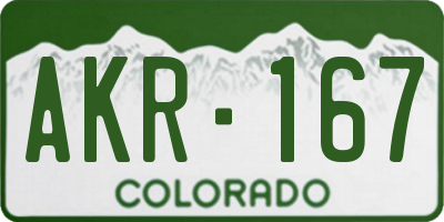 CO license plate AKR167