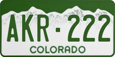 CO license plate AKR222