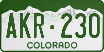 CO license plate AKR230